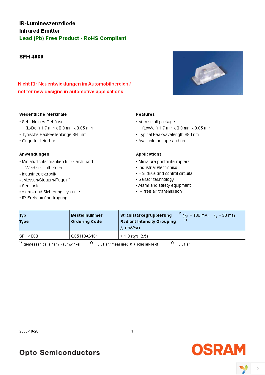 SFH 4080-Z Page 1